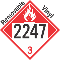 Combustible Class 3 UN2247 Removable Vinyl DOT Placard