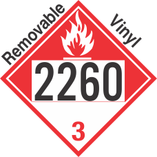 Combustible Class 3 UN2260 Removable Vinyl DOT Placard