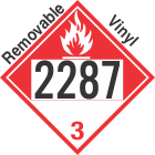Combustible Class 3 UN2287 Removable Vinyl DOT Placard