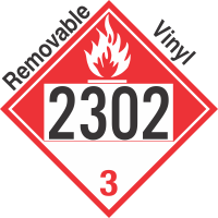 Combustible Class 3 UN2302 Removable Vinyl DOT Placard