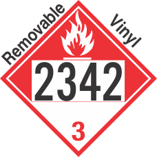 Combustible Class 3 UN2342 Removable Vinyl DOT Placard