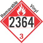 Combustible Class 3 UN2364 Removable Vinyl DOT Placard