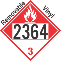 Combustible Class 3 UN2364 Removable Vinyl DOT Placard