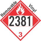 Combustible Class 3 UN2381 Removable Vinyl DOT Placard