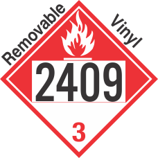 Combustible Class 3 UN2409 Removable Vinyl DOT Placard
