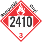 Combustible Class 3 UN2410 Removable Vinyl DOT Placard
