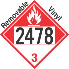 Combustible Class 3 UN2478 Removable Vinyl DOT Placard