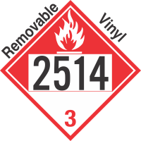 Combustible Class 3 UN2514 Removable Vinyl DOT Placard