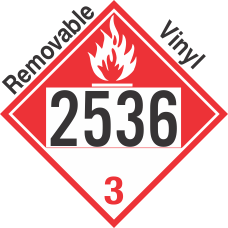 Combustible Class 3 UN2536 Removable Vinyl DOT Placard