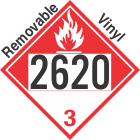 Combustible Class 3 UN2620 Removable Vinyl DOT Placard