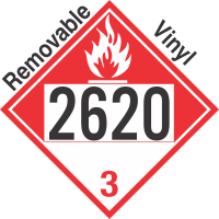 Combustible Class 3 UN2620 Removable Vinyl DOT Placard