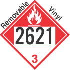 Combustible Class 3 UN2621 Removable Vinyl DOT Placard