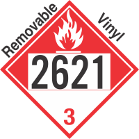 Combustible Class 3 UN2621 Removable Vinyl DOT Placard