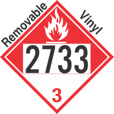 Combustible Class 3 UN2733 Removable Vinyl DOT Placard