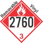 Combustible Class 3 UN2760 Removable Vinyl DOT Placard