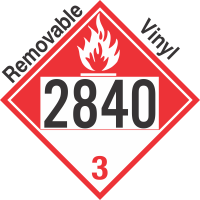 Combustible Class 3 UN2840 Removable Vinyl DOT Placard