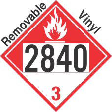 Combustible Class 3 UN2840 Removable Vinyl DOT Placard