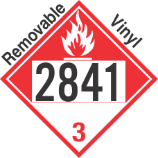 Combustible Class 3 UN2841 Removable Vinyl DOT Placard