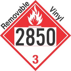 Combustible Class 3 UN2850 Removable Vinyl DOT Placard