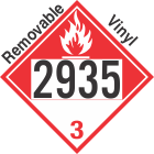 Combustible Class 3 UN2935 Removable Vinyl DOT Placard