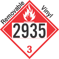 Combustible Class 3 UN2935 Removable Vinyl DOT Placard