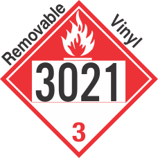 Combustible Class 3 UN3021 Removable Vinyl DOT Placard