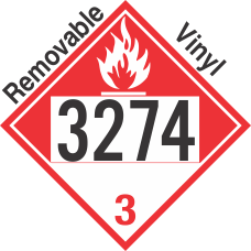 Combustible Class 3 UN3274 Removable Vinyl DOT Placard