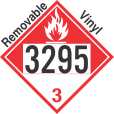 Combustible Class 3 UN3295 Removable Vinyl DOT Placard