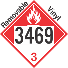 Combustible Class 3 UN3469 Removable Vinyl DOT Placard