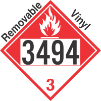 Combustible Class 3 UN3494 Removable Vinyl DOT Placard