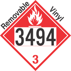 Combustible Class 3 UN3494 Removable Vinyl DOT Placard