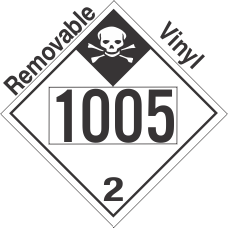 Inhalation Hazard Class 2.3 UN1005 Removable Vinyl DOT Placard