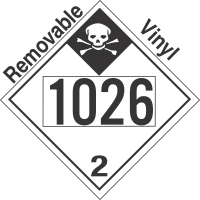 Inhalation Hazard Class 2.3 UN1026 Removable Vinyl DOT Placard