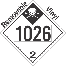 Inhalation Hazard Class 2.3 UN1026 Removable Vinyl DOT Placard