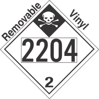 Inhalation Hazard Class 2.3 UN2204 Removable Vinyl DOT Placard