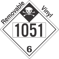 Inhalation Hazard Class 6.1 UN1051 Removable Vinyl DOT Placard