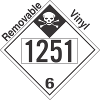 Inhalation Hazard Class 6.1 UN1251 Removable Vinyl DOT Placard