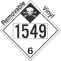 Inhalation Hazard Class 6.1 UN1549 Removable Vinyl DOT Placard