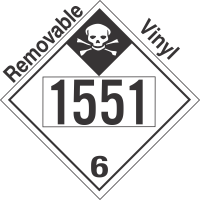 Inhalation Hazard Class 6.1 UN1551 Removable Vinyl DOT Placard