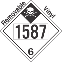 Inhalation Hazard Class 6.1 UN1587 Removable Vinyl DOT Placard