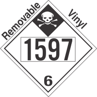 Inhalation Hazard Class 6.1 UN1597 Removable Vinyl DOT Placard