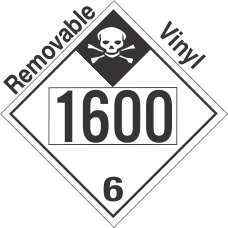 Inhalation Hazard Class 6.1 UN1600 Removable Vinyl DOT Placard