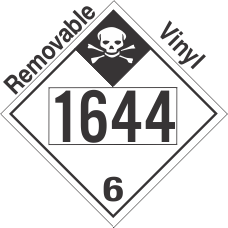 Inhalation Hazard Class 6.1 UN1644 Removable Vinyl DOT Placard