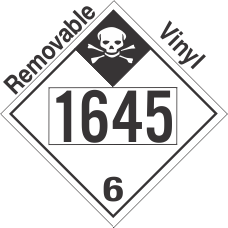 Inhalation Hazard Class 6.1 UN1645 Removable Vinyl DOT Placard