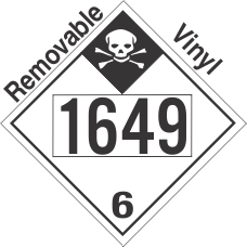 Inhalation Hazard Class 6.1 UN1649 Removable Vinyl DOT Placard
