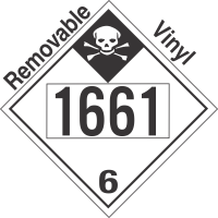 Inhalation Hazard Class 6.1 UN1661 Removable Vinyl DOT Placard