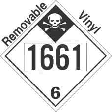 Inhalation Hazard Class 6.1 UN1661 Removable Vinyl DOT Placard