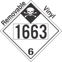 Inhalation Hazard Class 6.1 UN1663 Removable Vinyl DOT Placard