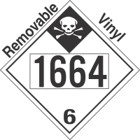 Inhalation Hazard Class 6.1 UN1664 Removable Vinyl DOT Placard