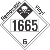 Inhalation Hazard Class 6.1 UN1665 Removable Vinyl DOT Placard